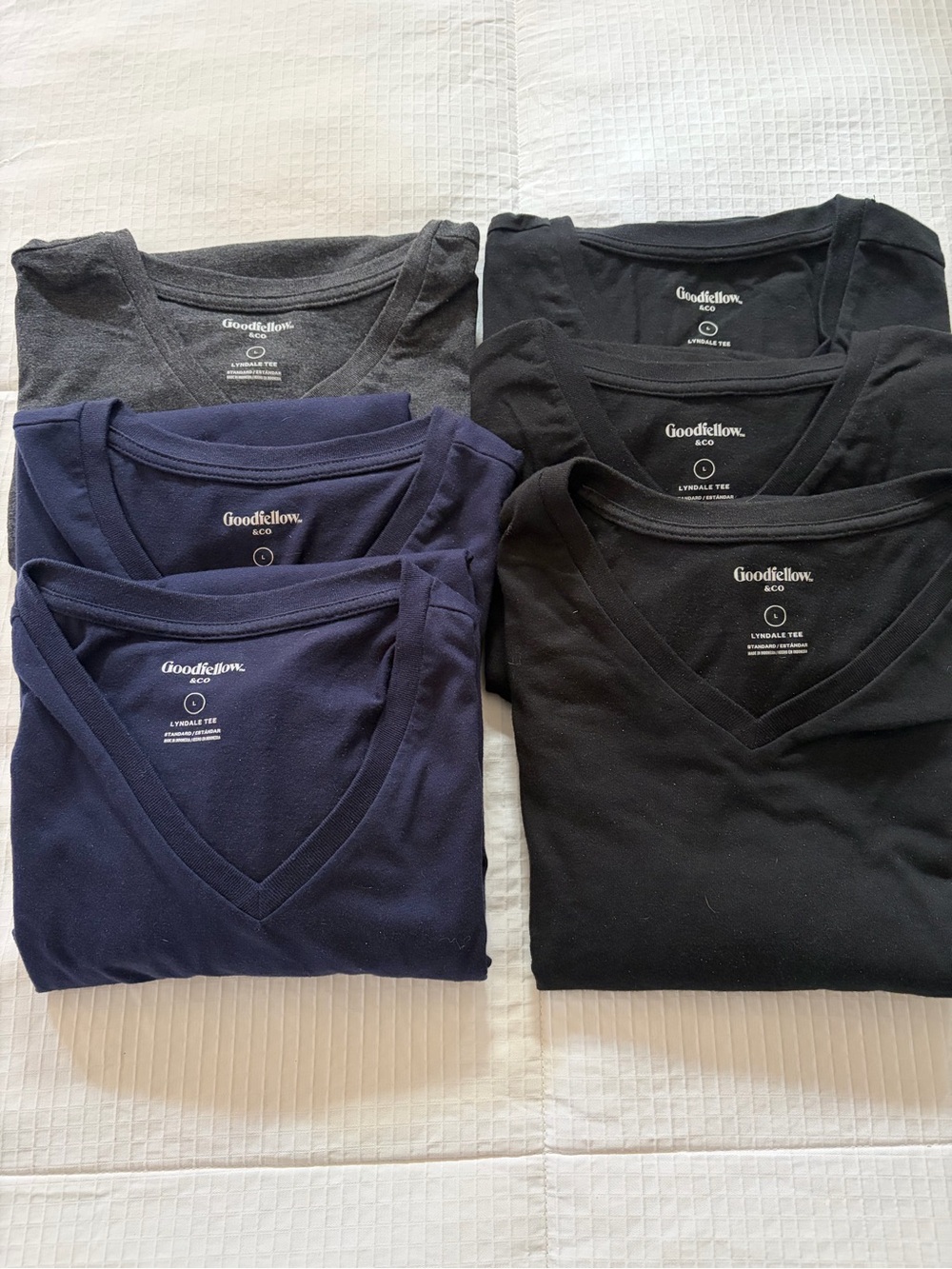 Goodfellow & Co V-Neck Tee Set — Black, Navy, Charcoal